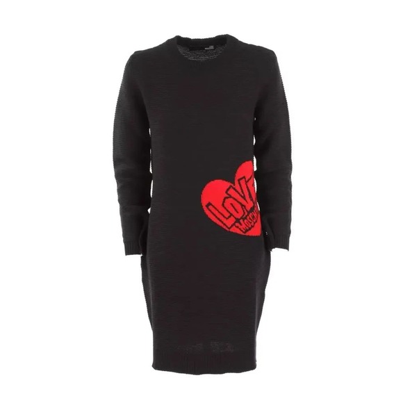 Love Moschino Chic Heart Pattern Knit Sweater Dress